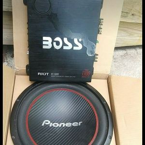 Car audio 1100watt boss amp 12" Pioneer